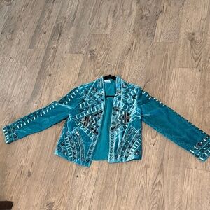 Crazy Train Teal Sequin Women's Blazer